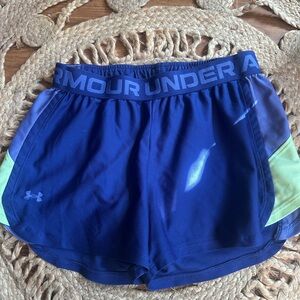 Under Armour Women's Navy and Lime Athletic Shorts